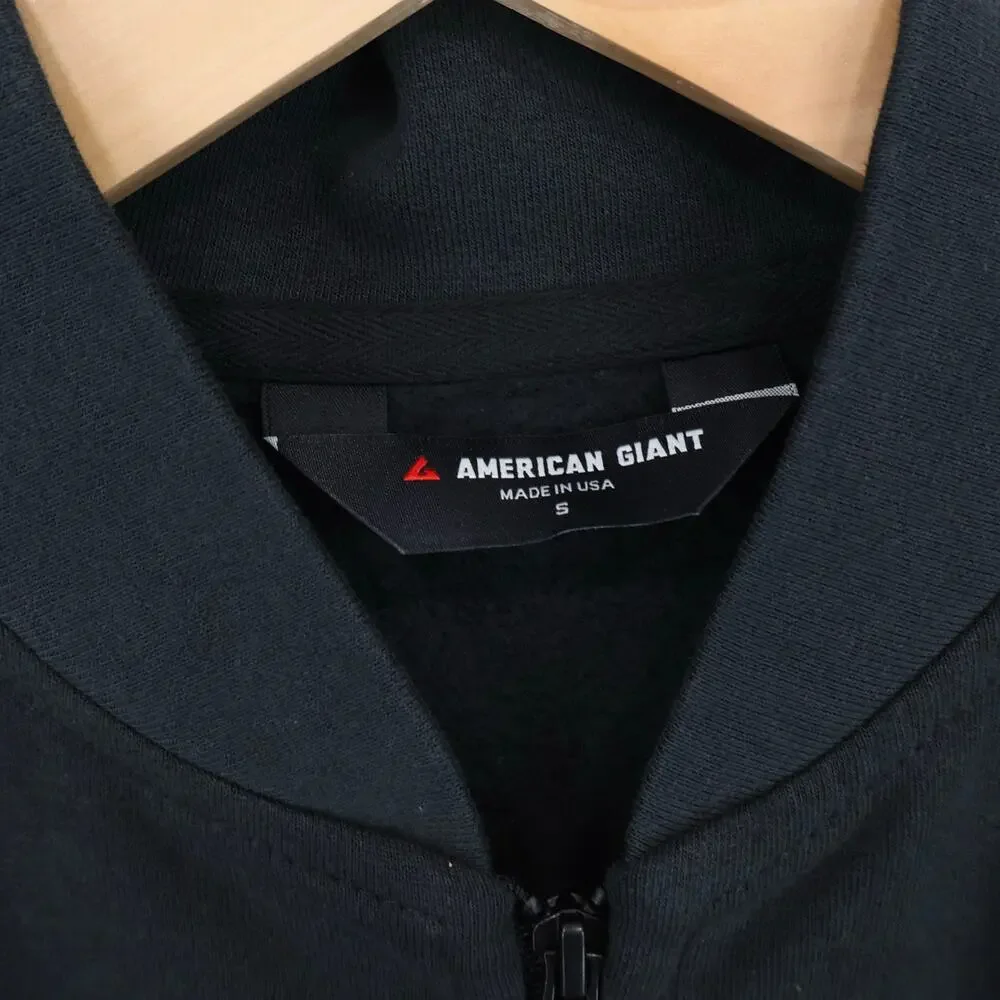 American Giant Men's Heavyweight Cotton Fleece Bomber Jacket Black Size Small